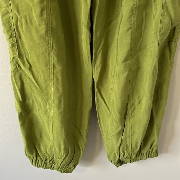 Anthropologie Cargo Parachute Pants Moss Green Pockets Drawstring Jogger M NEW - Picture 12 of 16